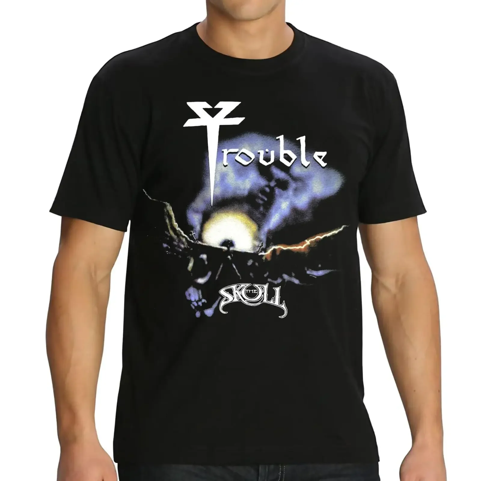 Trouble The Skull Black S 2345XL T Shirt MO579 vintage Washed streetwear Soft Slightly Casual Unisex fashion Breathable homme