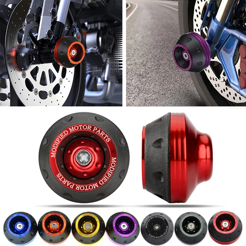 Universal Motorcycle Wheel Protection Crash Pad Cups Alloy Motorbike Crash Protectors Motocross Falling Front Fork Slider Cups