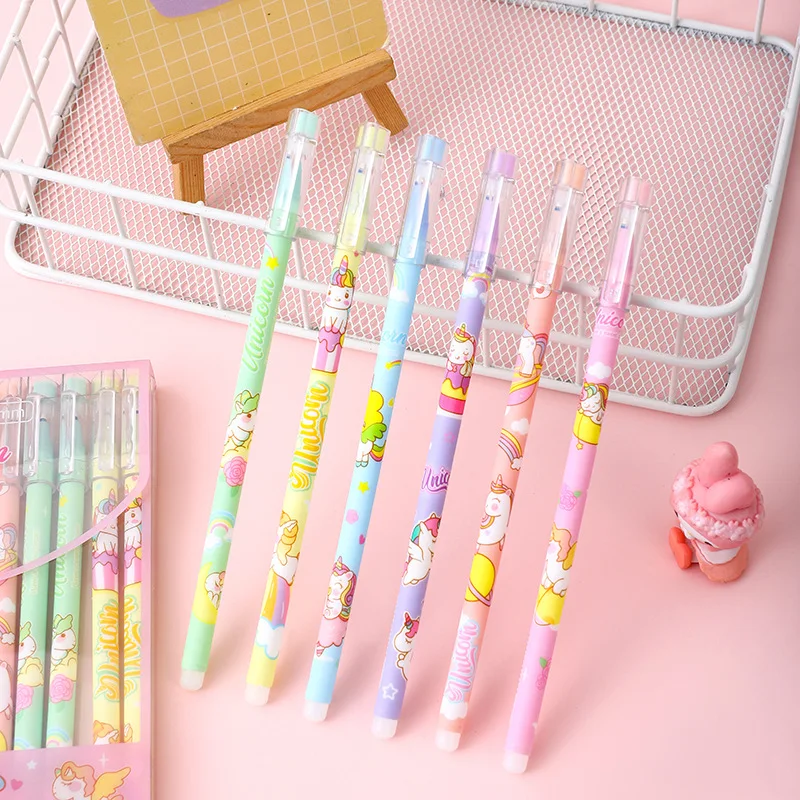 Imagem -02 - Unicorn Cartoon Fantasy Gel Pen Apagável Azul Tinta Preta Lavável Rod Escola Papelaria de Escritório Bonito 05 mm 12 Pcs por Lote