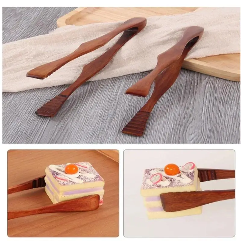 1/2/5PCS Bamboo Cooking Kitchen Tongs Food BBQ Tool Salad Bacon Steak Bread Cake Wooden Clip Home Kitchen Utensil