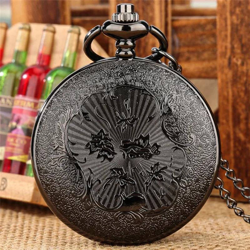 Steampunk United States Eagle Pattern Men Women Quartz Analog Pocket Watch Roman Number Display Necklace Pendant Chain Clock