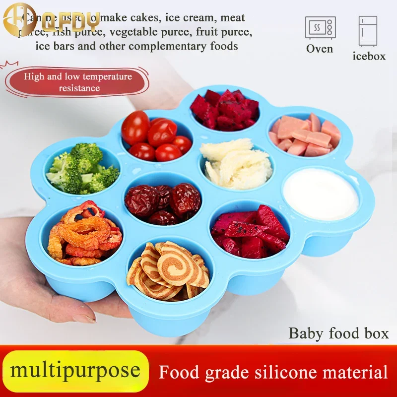 

Silicone Weaning Baby Food Freezer Tray 7 Pots Storage Container w Lid BPA Free Bite Mold Storage silicone portable food tray