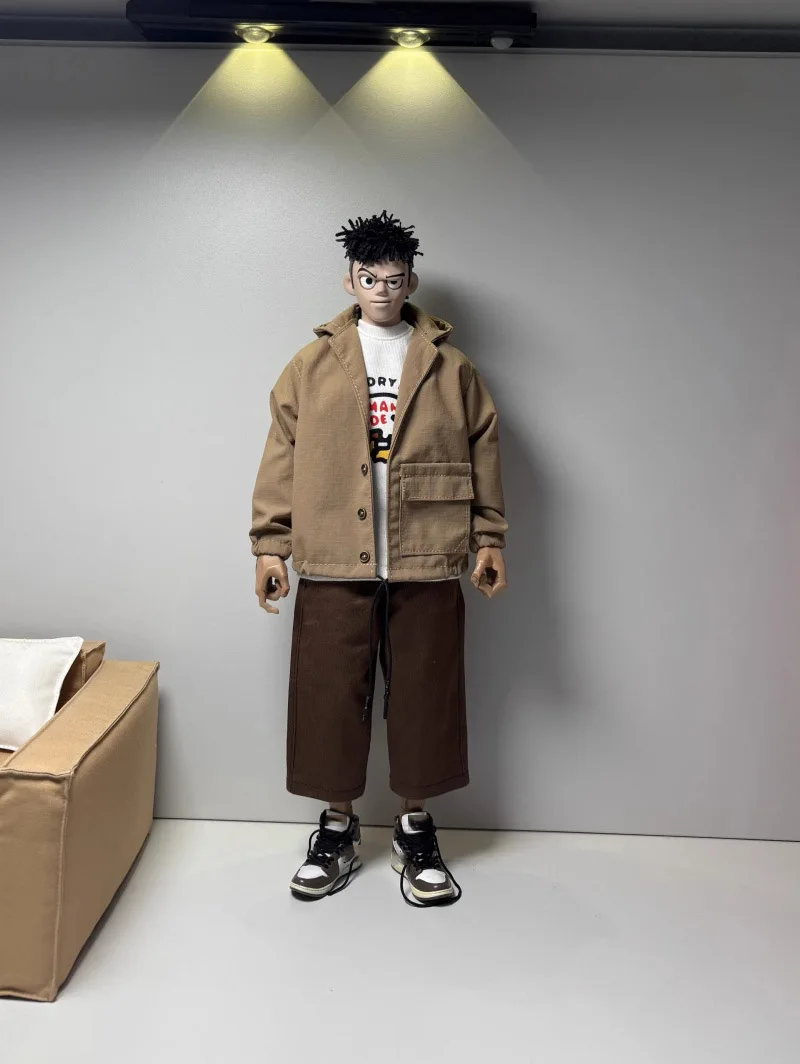 [15days produce]1/6 Scale Hooded Loose Jacket Wide Leg Pants Black Sweatpants Fit 12inch Action Figure Model Toys