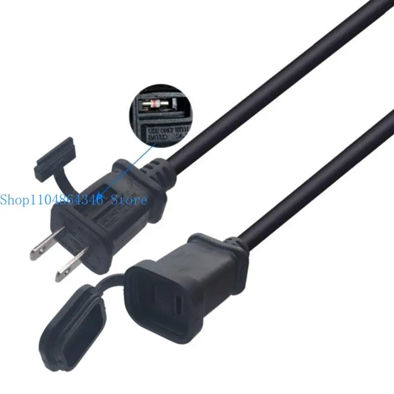 652F 2 Prong Male-Female Extension Cord PVC Power Cable Short Extension Cord 2m Cord