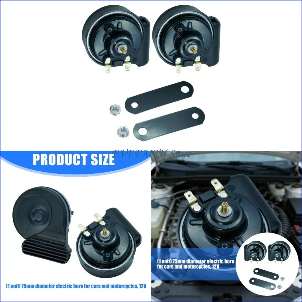 

124B 12V High Output Twin Horn Assembly Vehicles Bikes Weather Resistant Material