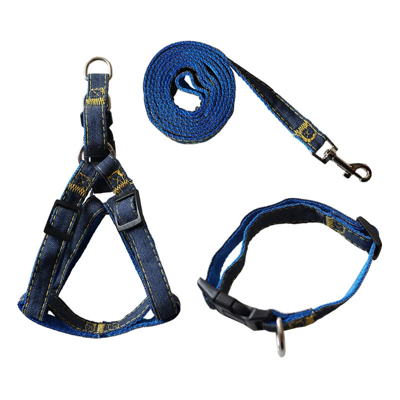 Outdoor Travel Jeans Pet Lead Walking Training Puppy Leash Adjustable Collar Cat Dog Harness For Small Medium Big Cat Dog Animal