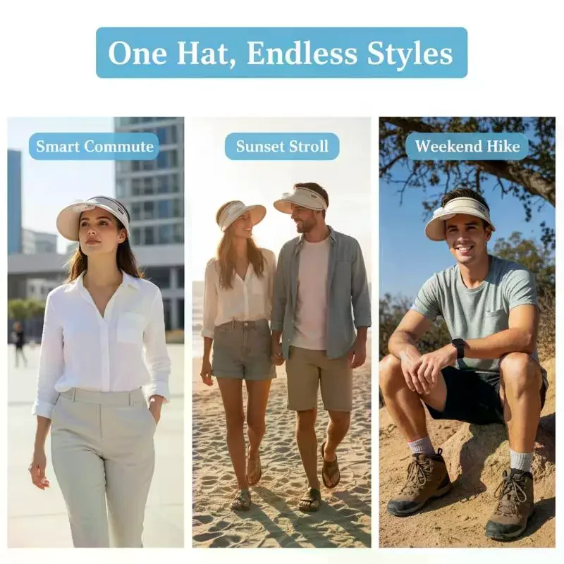 Wide Brim Solar Powered Fan Sun Hat 3 Speed Adjustable Breathable UV Protection Visor for Hiking Fishing