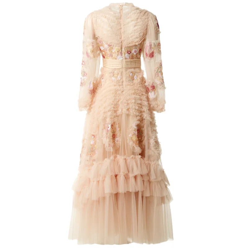 Vestido Maxi Floral Bordado Tul - alternate angle