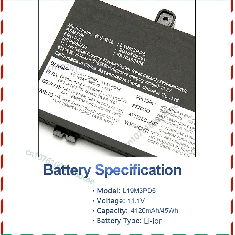

L19M3PD5 L19C3PD5 Battery for ThinkPad E14 E15 Gen 2 3 4 2020 2021 2022