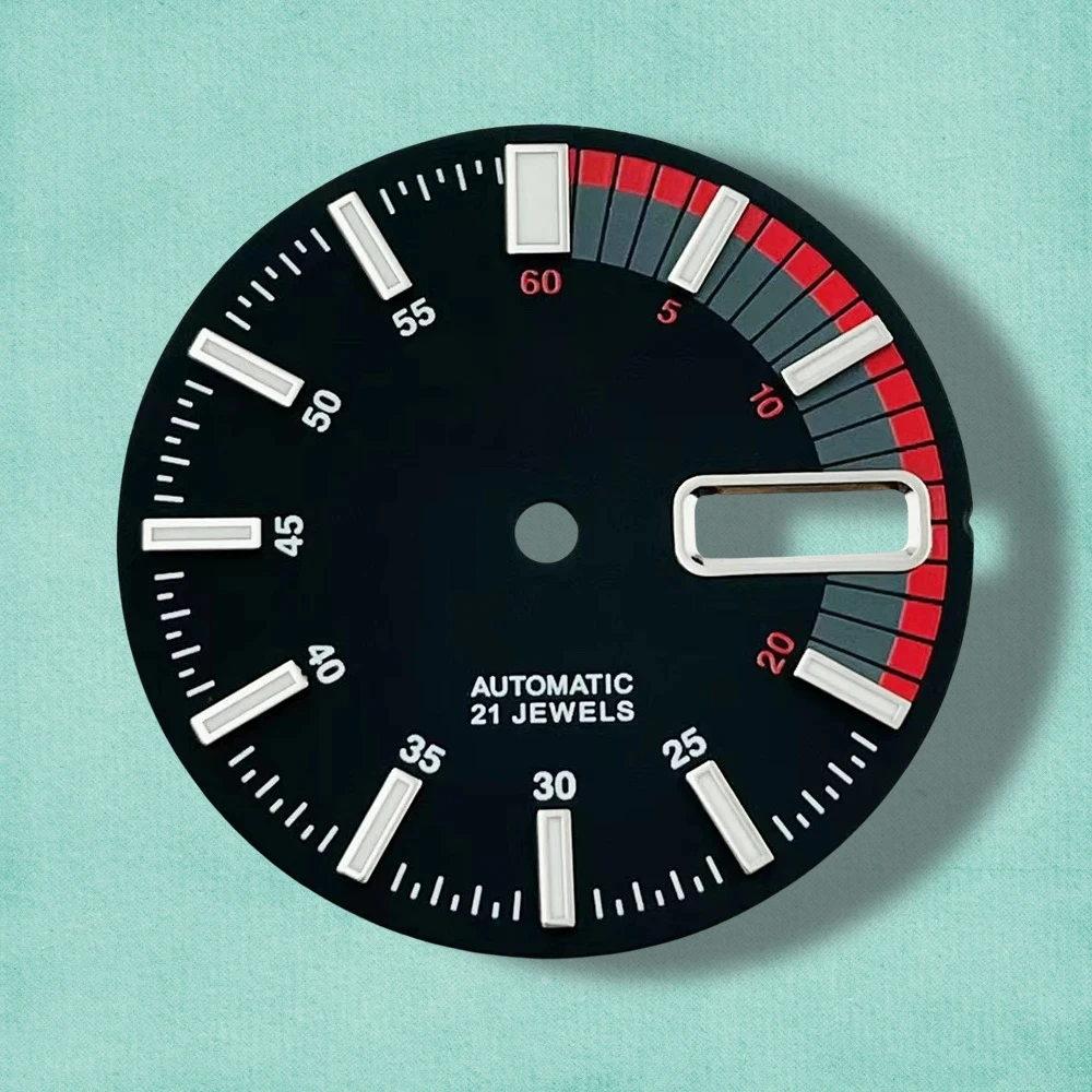 28.5 مللي متر S5 شعار الغوص الهاتفي صالح NH36/4R36 حركة الأخضر مضيئة ماتي المزدوج التقويم ساعة مزدوجة تعديل الملحقات #2