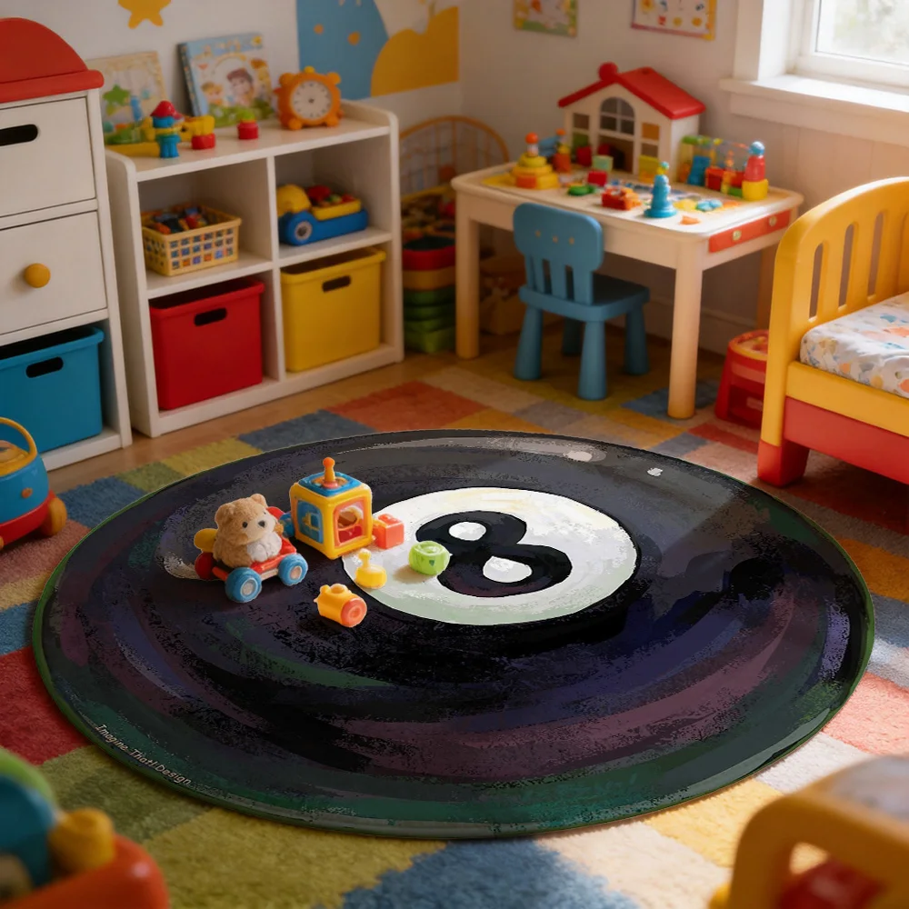 Large Round Area Rug with Number Eight Design Modern Abstract Living Room Mat for Home Decor