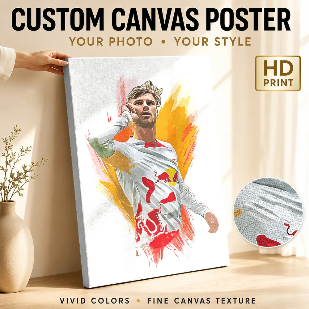 Benjamin Sesko Soccer Tribute Canvas Print Poster Modern Style Wall Decor With Customized Photo For Home Gym Ideal Birthday Gift