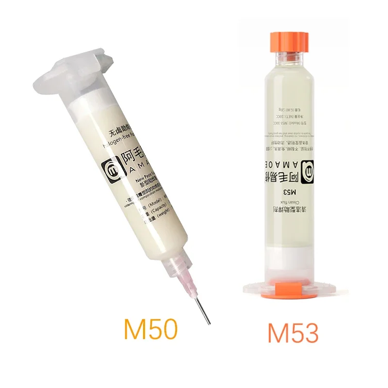 New Original AMAOE M50/M53 solder Flux 10CC Syringe Soldering paste welding flux With 2 needle for mobile phone Laptops CPU BGA