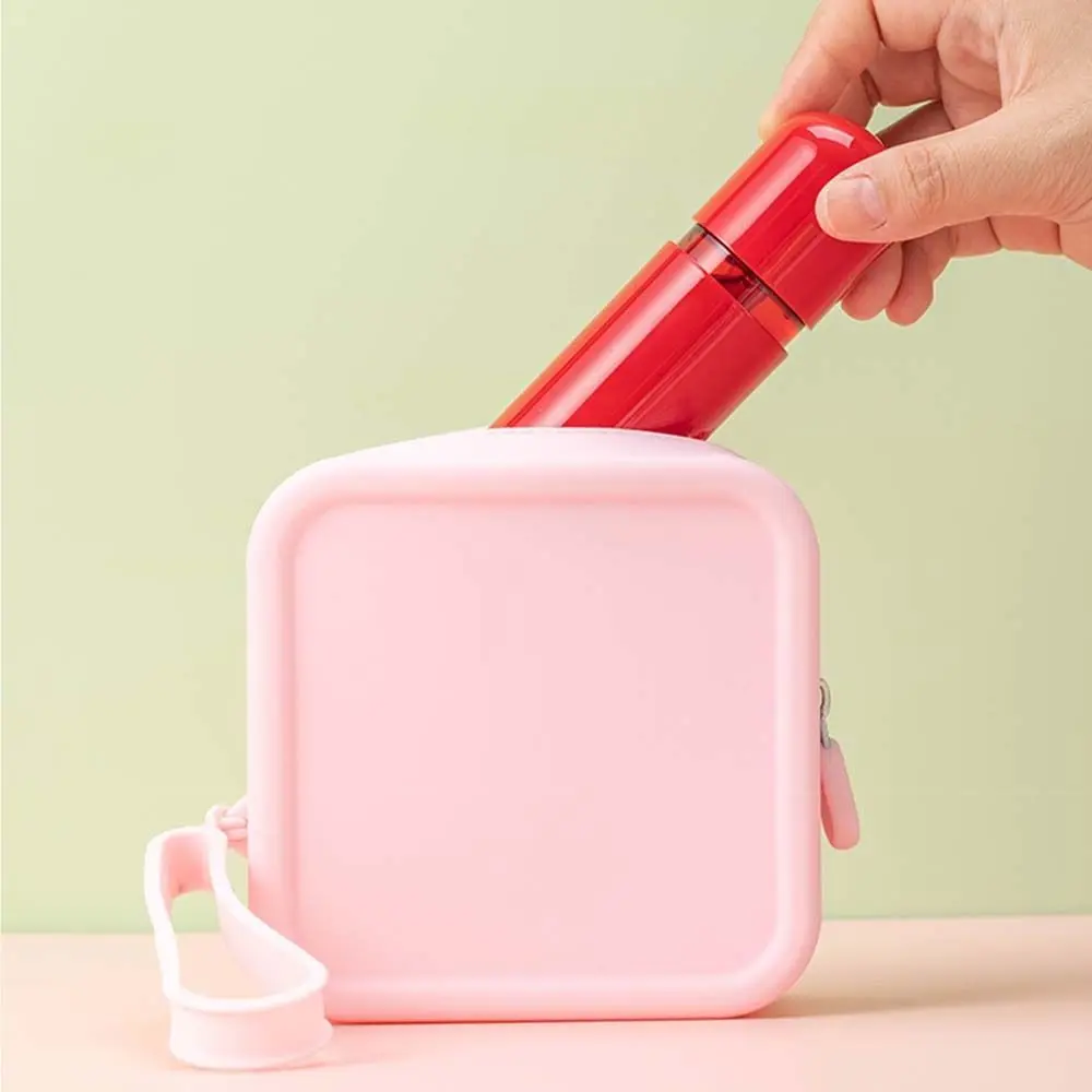 Morandi Color Silicone Cosmetic Bag Rectangle Coin Purse Multifunction Storage Bag Solid Color Large Capacity Small Item Bag