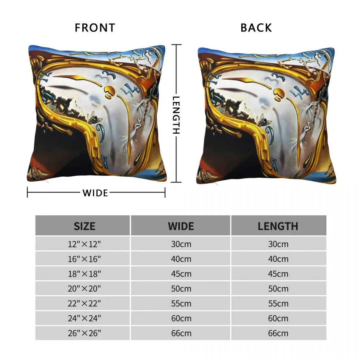 Salvador Dalí Crooked Watch Square Pillowcase Polyester Linen Velvet Printed Zip Decorative Room Cushion Case