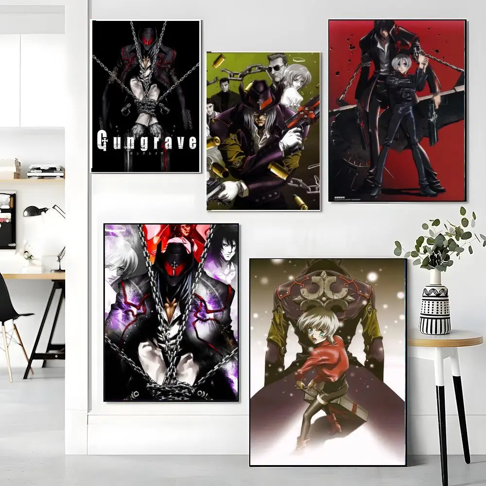 anime G-Gungrave-E Painting Calligraphy Boho Botanical Decor for Living Room Elegant Home Style
