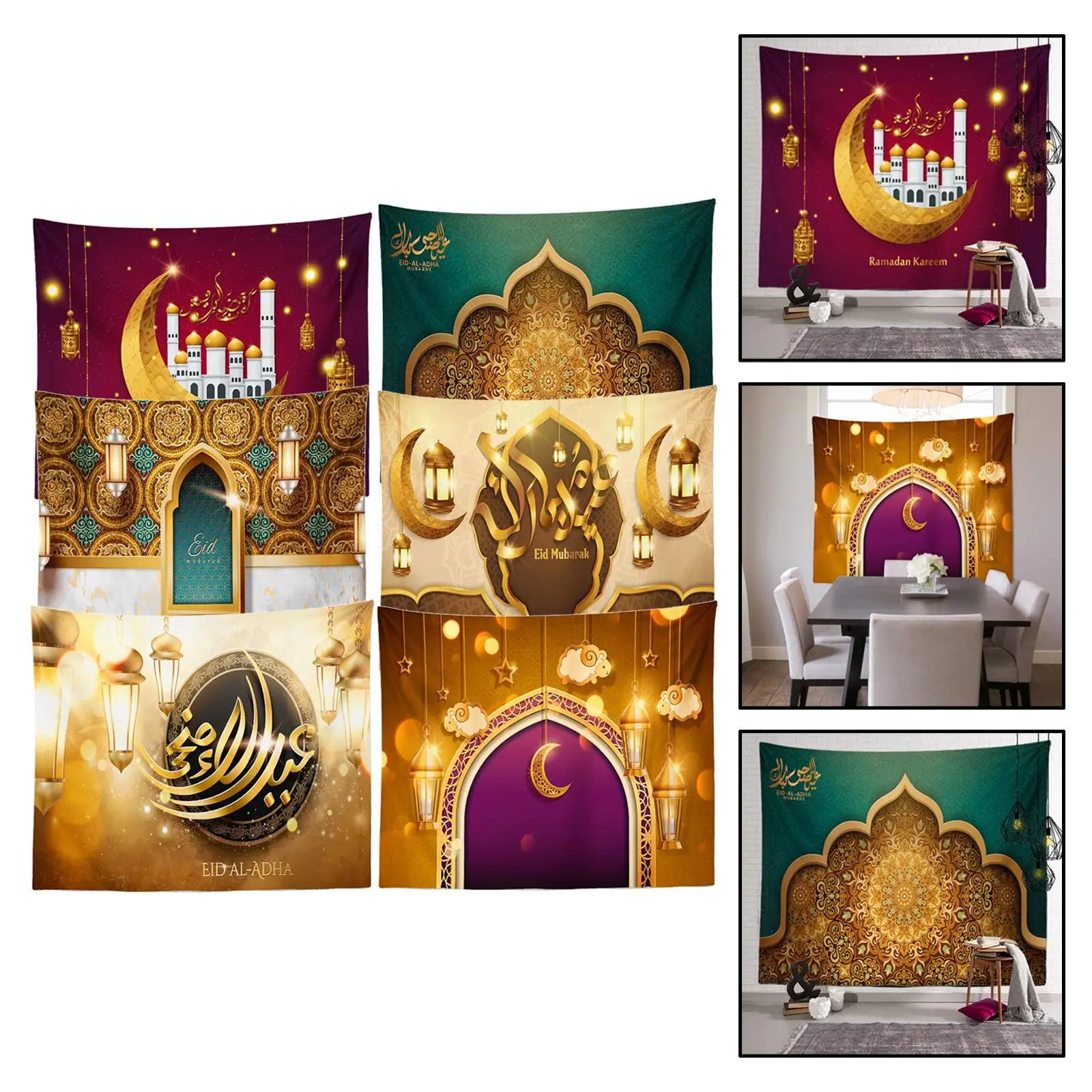 

Ramadan Wall Hanging Tapestry Tablecloth for Islamic Bedroom Ornaments