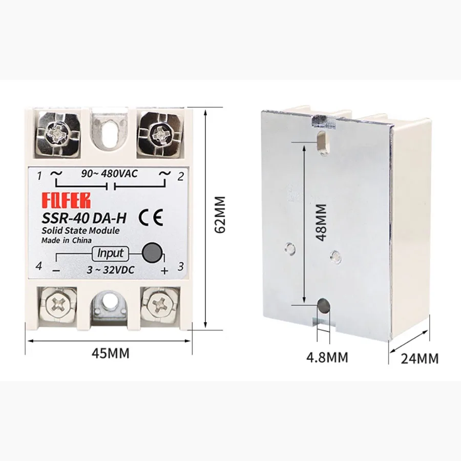 Single phase solid-state relay SSR-40DA-H 40A DC control AC high voltage resistance SSR-25DA-H