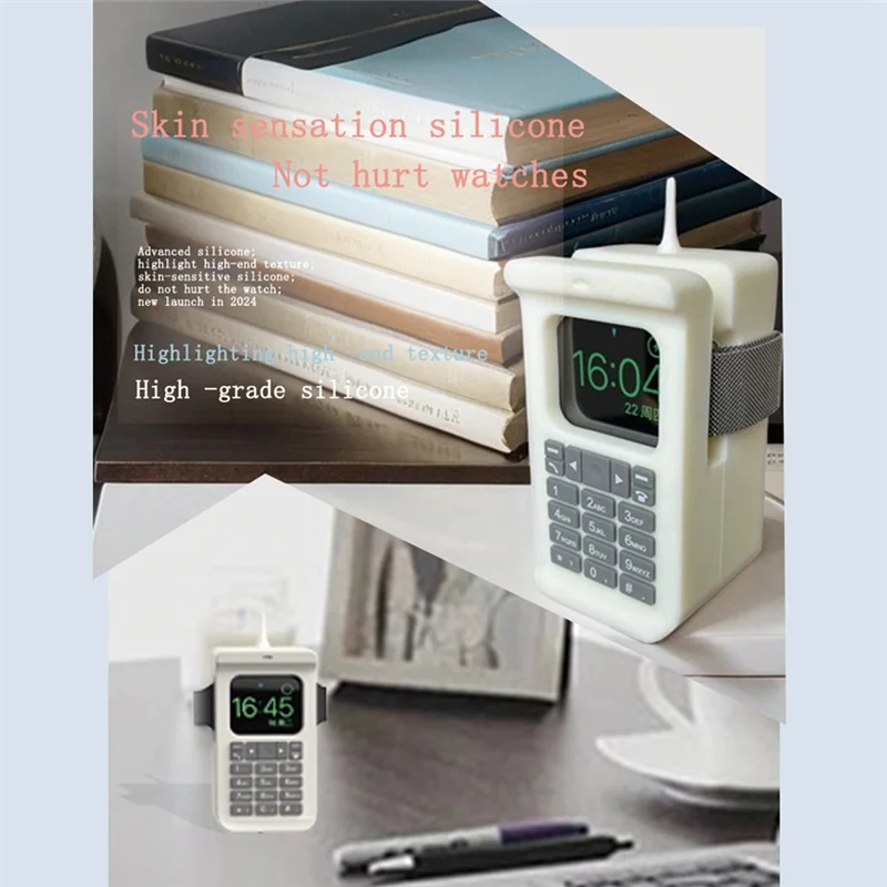 A41Z-Silicone Dock Desktop Holder For  Watch Charger Stand Retro Computer Pattern Charging Base