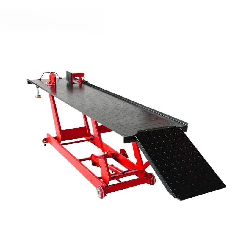 Removable motorcycle lift rack steel garage repair attachment with capacity ramp and swivel casters
