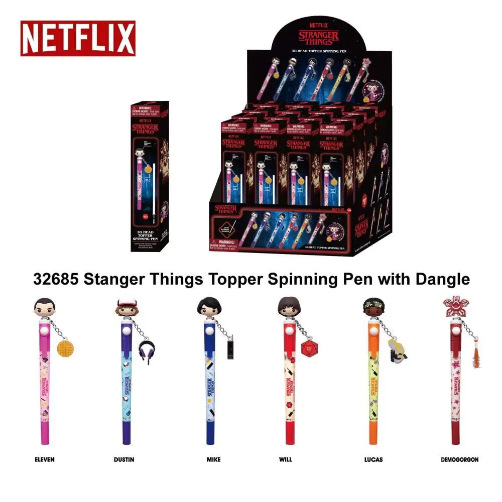 1 Pieza, Caja Sorpresa con Bolígrafo Giratorio de Stranger Things con Licencia Oficial de Netflix, Ligero, Práctico, Decoración Esencial, Regalo Ideal