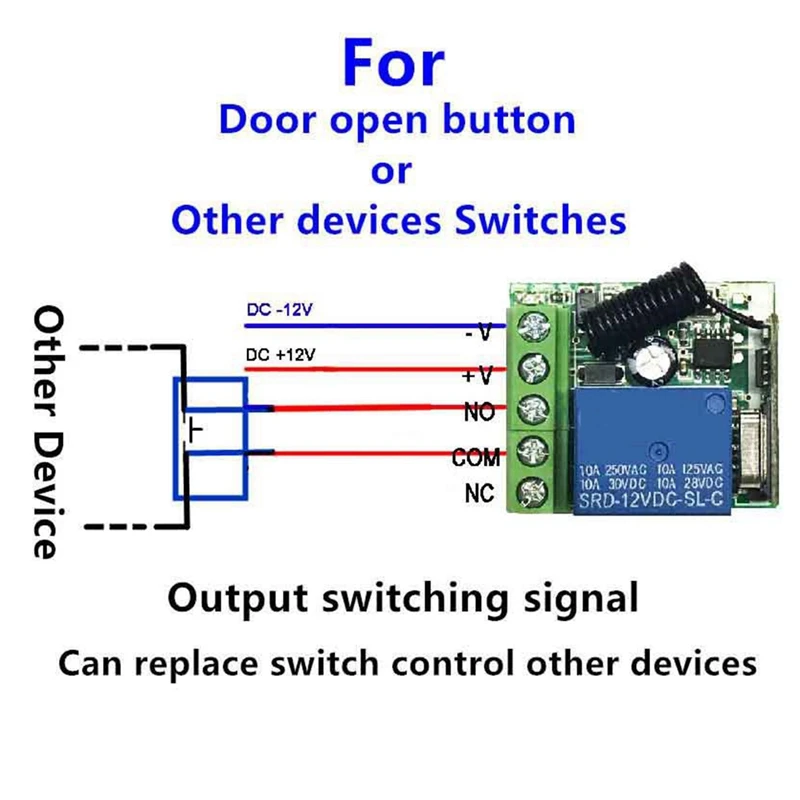 Interruptor De Controle Remoto Sem Fio Universal, RF Transmissor, Módulo Receptor De Relé, DC12V, 1CH, 433 MHz