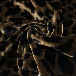 Leopard Print Fabric Golden Velvet Deep Coffee Cheongsam Dress Fabrics for Sewing By Meters Clothing Design Diy Cloth Sew