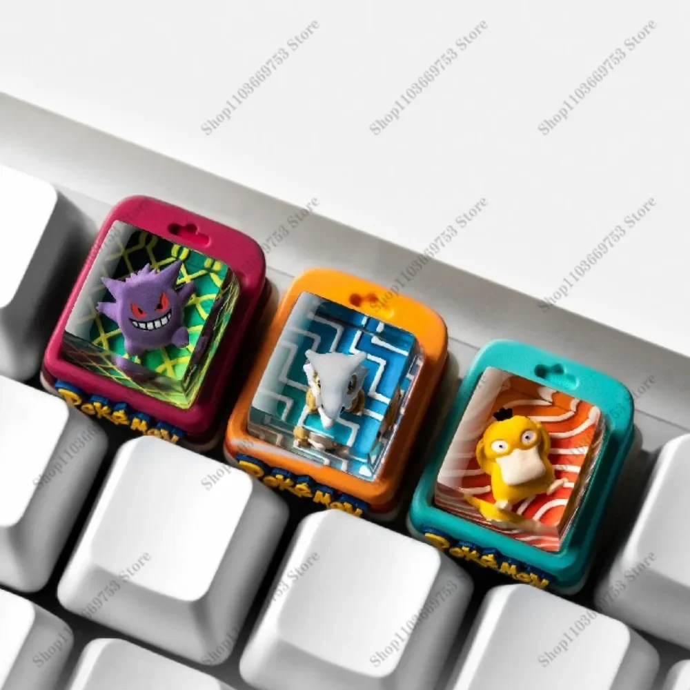 

Pokemon Psyduck Pikachu, уровень коллекции, колпачки для клавиш в стиле аниме, полупрозрачные колпачки для клавиш «сделай сам», аксессуары для клавиш, полимерные колпачки, подарки