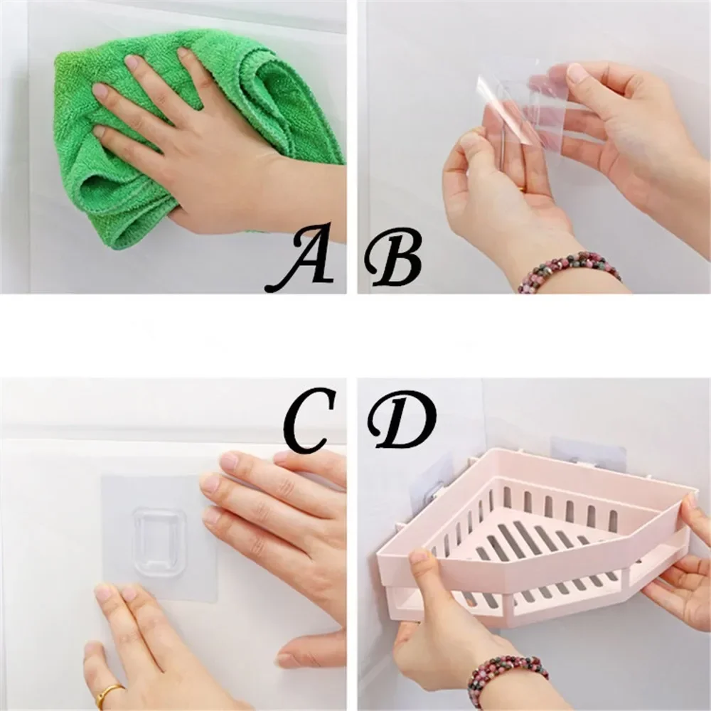 Creative Traceless Plastic Bathroom Kitchen Storage Rack Organizer Bathroom Hollow Corner Shelf Shampoo Holder Home Accessories