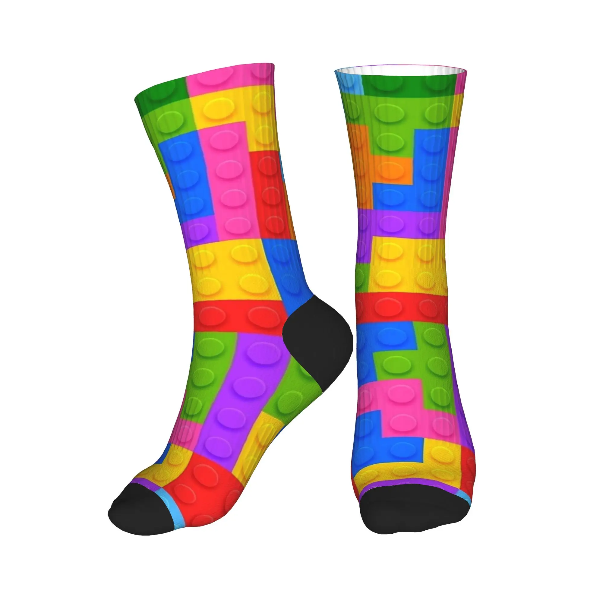 

Чулки с принтом строительных блоков, элегантные носки на заказ, осенние нескользящие носки, мужские качественные велосипедные носки