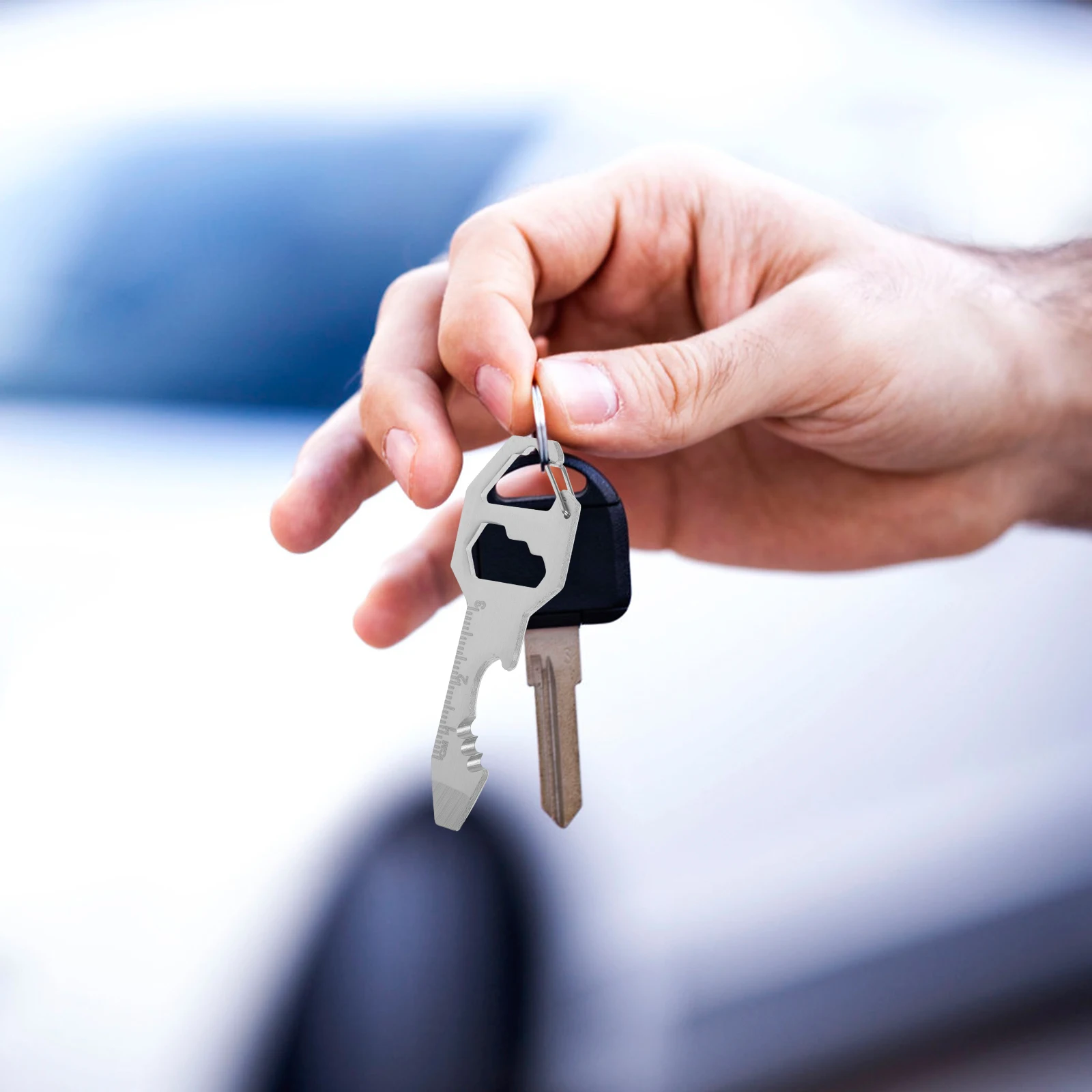 

Key Multitool 6-in-1 Bottle Opener Safety Tool Compact Outdoor Utility Keychain Screwdriver Ruler Wrench Key Tool