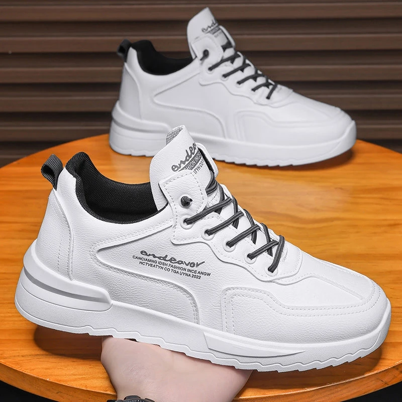 

Trendy Men's White Sneakers Spring Autumn New Korean Version Heightening Casual Board Shoes Trendy Match Anti-slip Sports Shoes