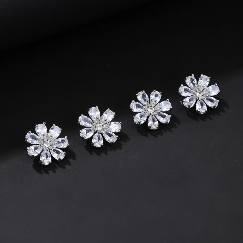 Glittering Shoe Crystal Flower Shoe Decoration Shoe Clip for Wedding Party Shoe Ornament Jewelry Accessories 4PCS