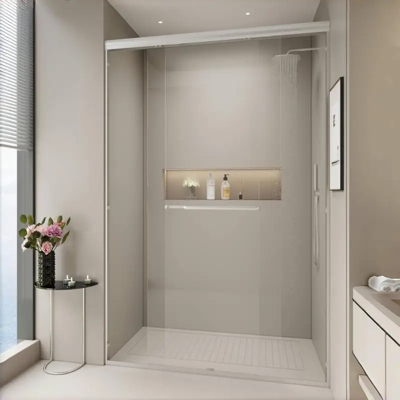 

44-48 in W x 72 in H Double Sliding Shower Door, Semi-Frameless Bypass Design with 1/4 in Tempered Glass for Walk-in Shower,