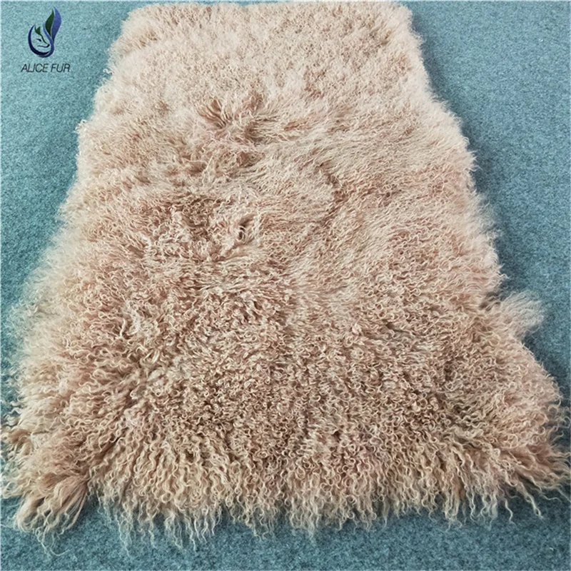 Eco Tanned Curly Long Hair Tibetan Sheep Skin Plate For Blankets Rugs Wigs Dolls