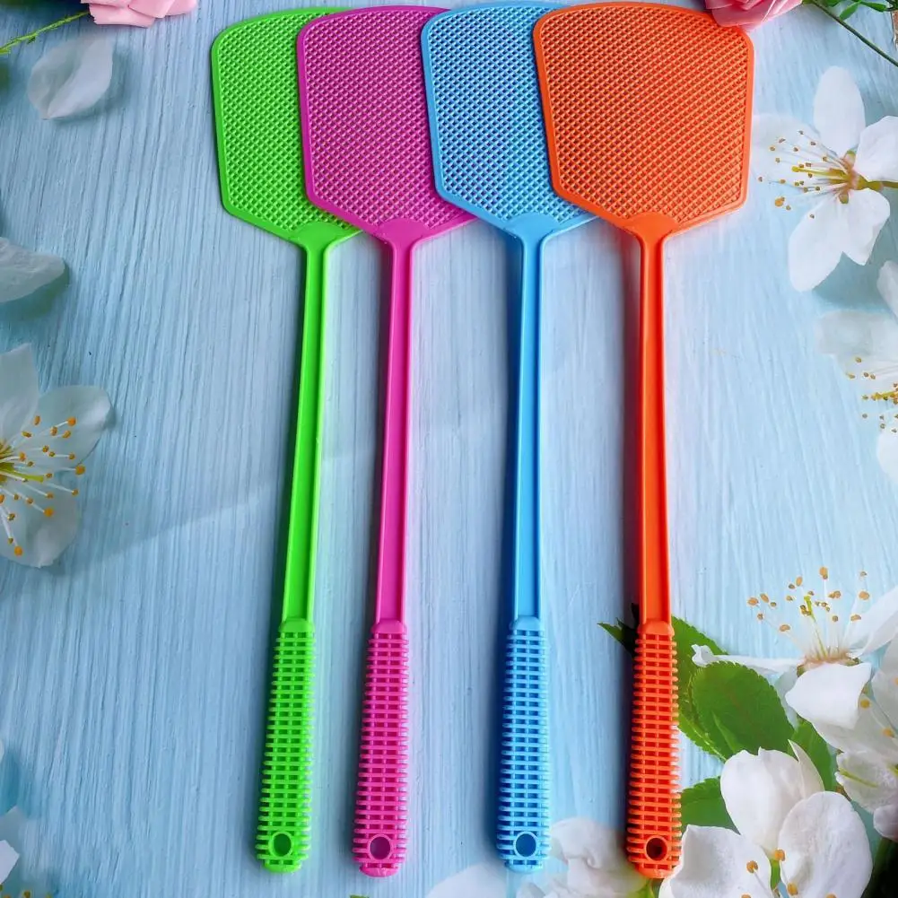 2 Pcs Fly Swatters Thickened Long Handle Flexible Great Tenacity Hollow Mesh Wide Head Anti-crack Indoor and Outdoor Insect Mosq