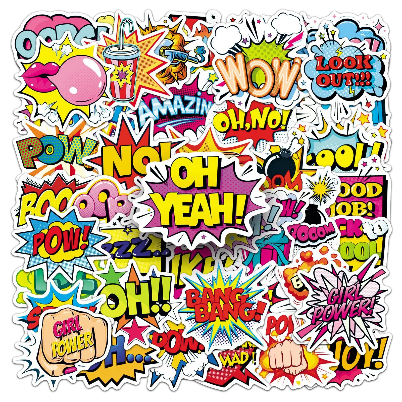 

50Pcs Surprise explosion cartoon StickerDIY Decoratio phone Luggage Laptop Guitar Bike Skateboard fridgeKid Toy waterpro sticker