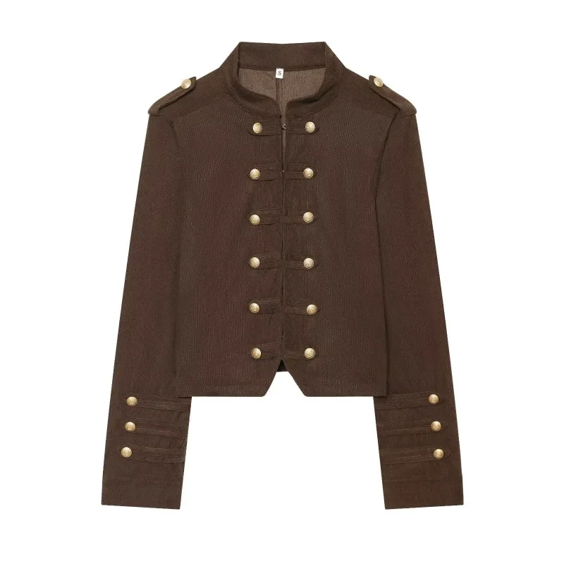 Women's Clothing Autumn Court Retro Breasted Corduroy Slim Shoulder Jacket Exquisite Simple Casual Fashion Temperament Commuting