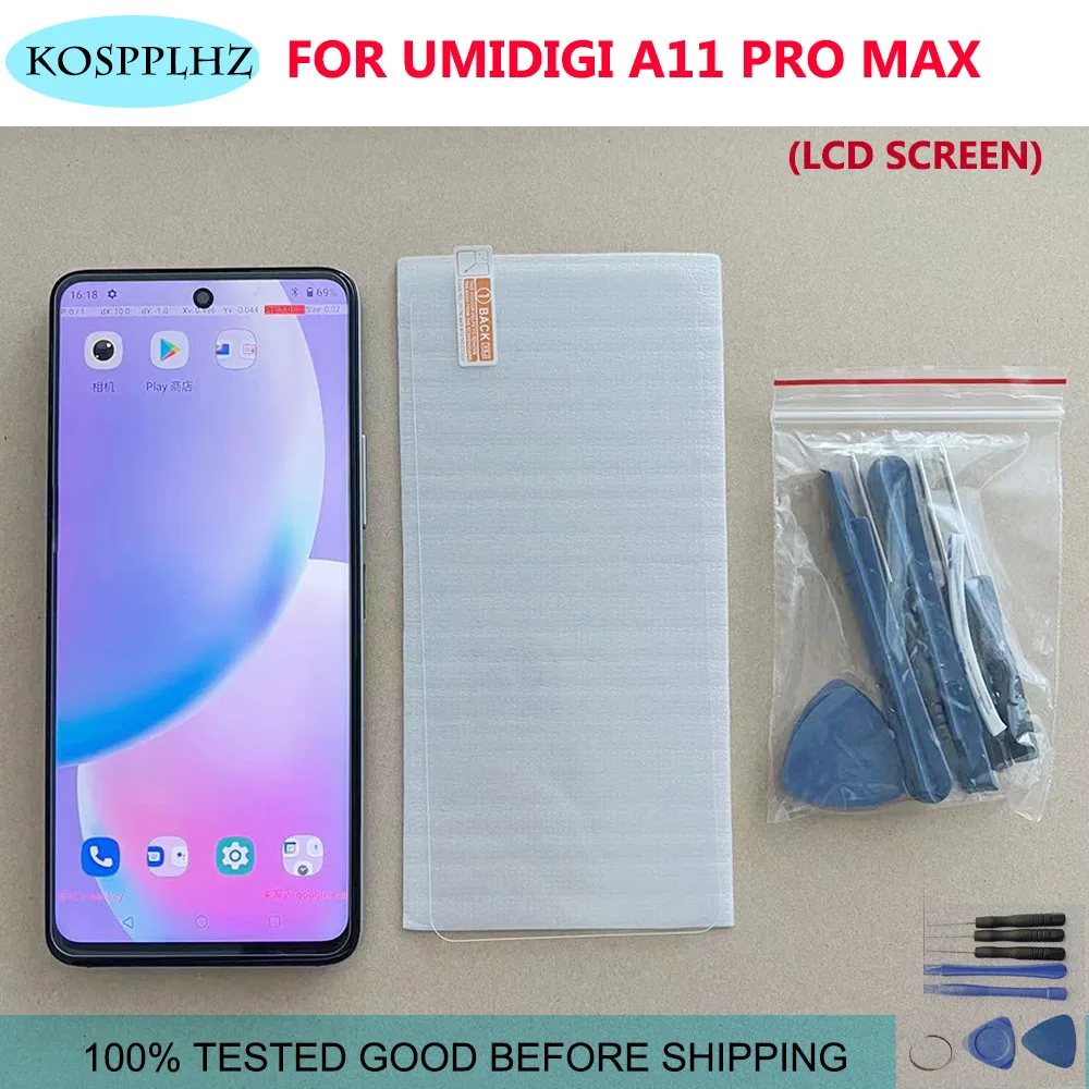 100% New 6.8-Inch For UMIDIGI A11 Pro Max LCD Display + Touch Screen Assembly Replacement Accessories +Tools