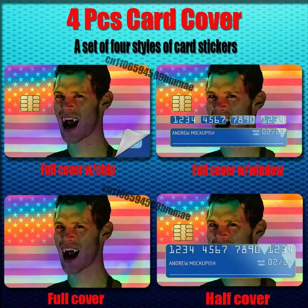 ID Access Card Cover Skin Rainbow Color Laser Stickers Film Credit Bank For Klaus Mikaelson Joseph