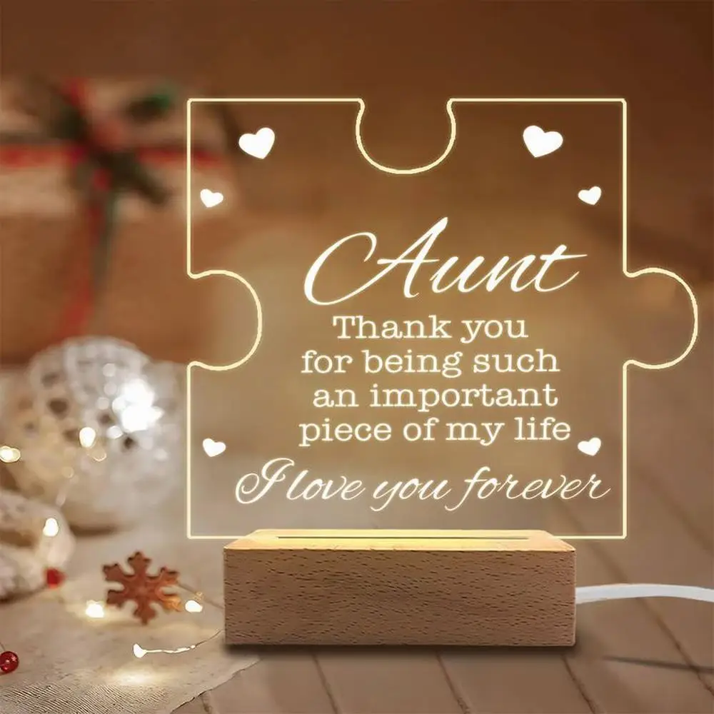 

1 шт., акриловый светящийся орнамент, аксессуары для фотосъемки, USB-основание, подарок тети, фигурки-головоломки