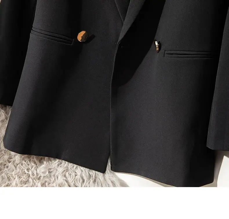 Women'S Blazer Coat Overcoat Female Occupation Autum Pear Material Check Fem Ladies' Thiened Pant Petite Placket Modern Garment