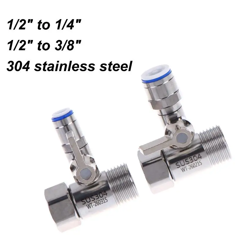 

Stainless Steel Tee Ball Valve Kit 1 Set 1-2 Inch to 1-4 3-8 PE Pipe Quick Connector for Water Purifier System