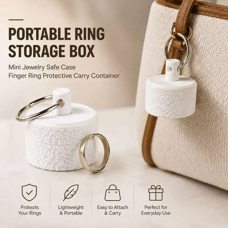 Mini Ring Secure Storage Case Portable Jewellery Carry Box Finger Ring Travel Holder Container