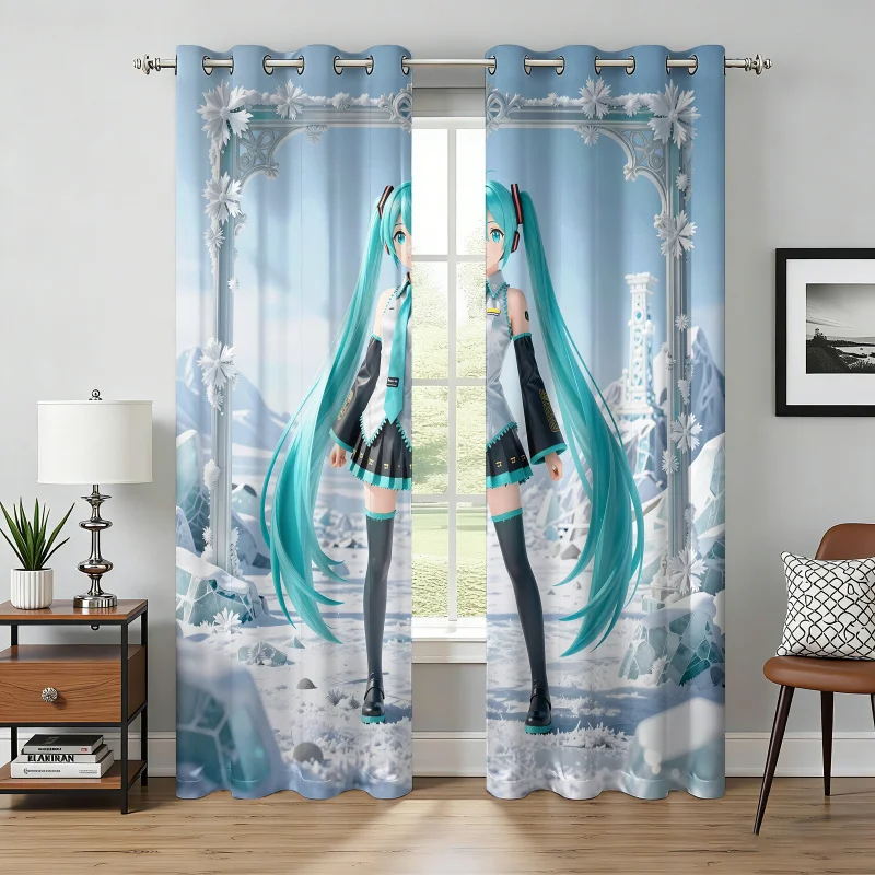 hatsune-miku-ice-palace-snowflake-blackout-curtains-teal-hair-anime-girl-window-drape-teen-room-esport-room-decor-gift-for-fan