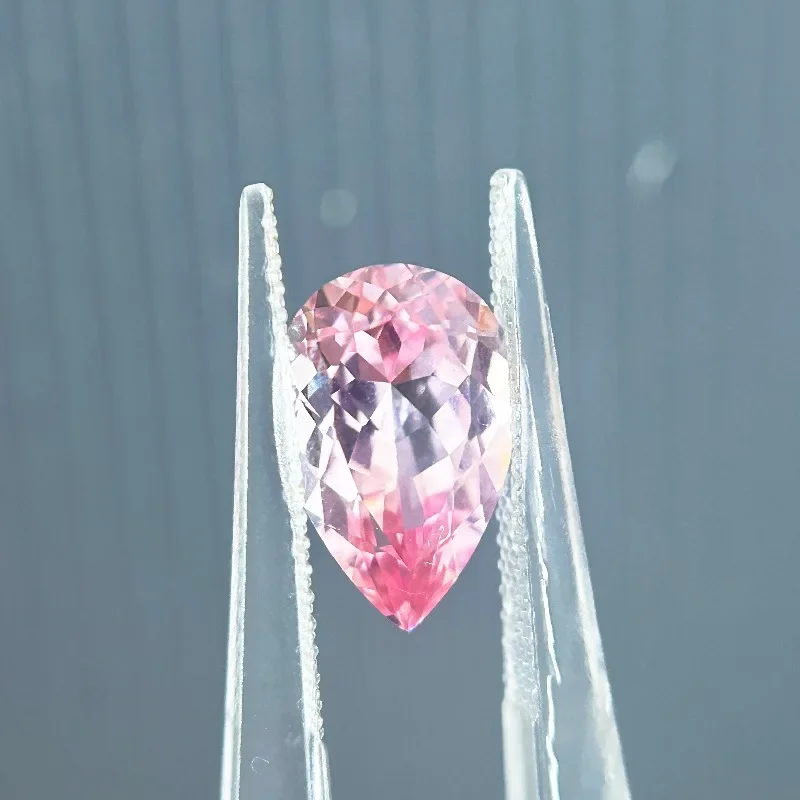 Lab Grown Sapphire Pear Cut Sakura Pink Color High Quality Charms Jewelry Ring Making Main Materials Selectable Certificate