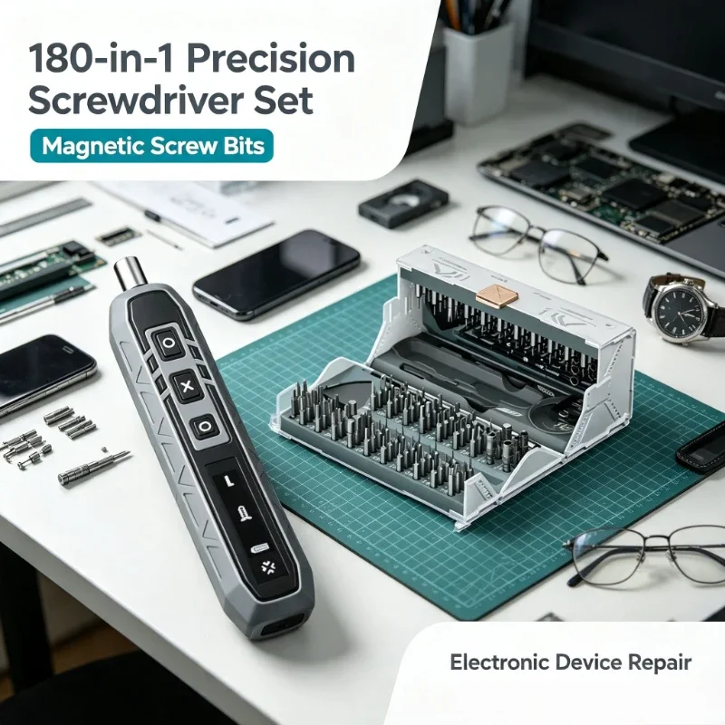 Multifunctional 180‑in‑1 Precision Screwdriver Repair Tool Set Magnetic Screw Bits Kit for Electronic Device Home
