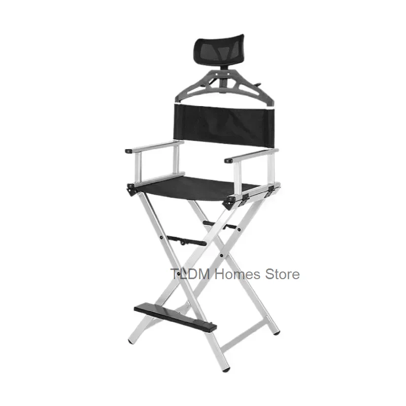 

Modern Portable Aluminum Director Chair with Headrest - Portable Makeup Artist/Manager Folding Chair for Better Rest