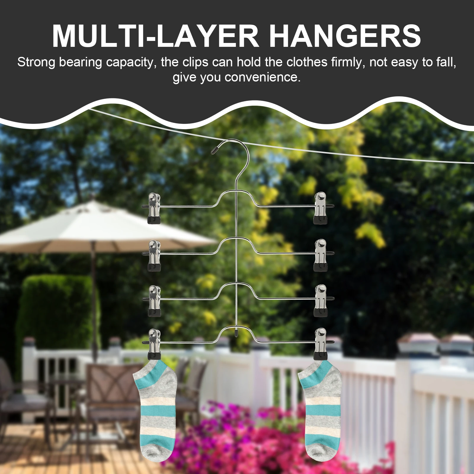

Pant Hangers with Clips for Skirts Socks Underwear Multi Layer Clothes Rack Strong Metal Rubber Black Home Storage