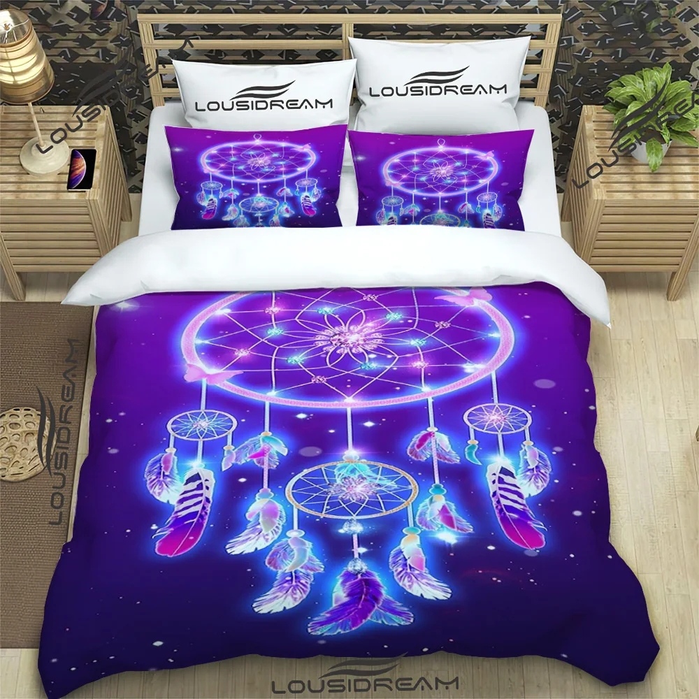 

DreamCatcher Moon Feather Comforter Bedding Set,Duvet Cover Bed Set Quilt Cover Pillowcase,King Queen Single Size Bedding Set